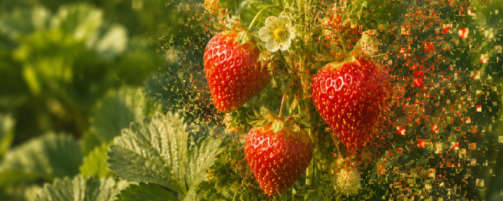 pixelated strawberries